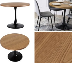 Stół okrągły Lino 100 cm do jadalni, loft, industrialny, dąb złoty