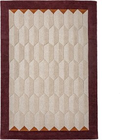Bordowy/w naturalnym kolorze wełniany dywan tkany ręcznie 200x290 cm Apex Border Wool – Flair Rugs