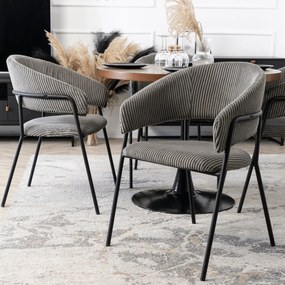 Krzesło Tapicerowane TINKA Szare Sztruksowe Nowoczesne Loft