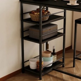 Zestaw Barowy Loft Czarny – Stół + 2 Krzesła do Kuchni i Jadalni