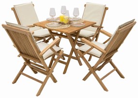 Zestaw ogrodowy z drewna tekowego IVORY BALKON II. 1 + 4 (poduszki GRATIS)