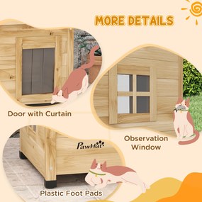 PawHut Domek dla kota, koci domek, kocia jaskinia, odporny na warunki pogodowe, dla kota do 6 kg, 57 x 45 x 43 cm, naturalny