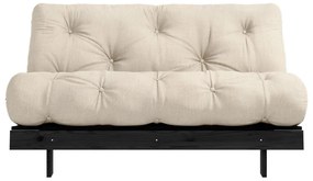Szarobeżowa lniana rozkładana sofa 140 cm Roots Black Night – Karup Design