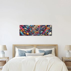 Obraz - Kolorowe graffiti (z zegarem) (90x30 cm)