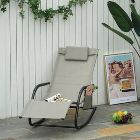 Krzesło Bujane Outsunny Fotel Ogrodowy Metalowa Siatka Komfort i Design Czarny Jasnoszary | Aosom PL