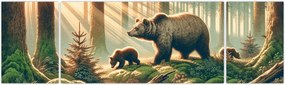 Obraz - Niedźwiedzie w lesie (170x50 cm)