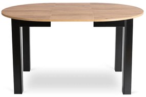 Zestaw Stół Okrągły Rozkładany HARRY 102-142 cm Dąb Craft/Czarny i 6 Krzeseł Tapicerowanych RICK Szarych Nowoczesnych