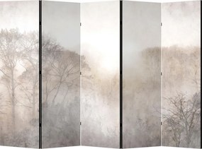 Parawan pokojowy 5-częściowy 225x172 Dwustronny dekoracyjny japandi wabi-sabi Szary Drzewa We Mgle
