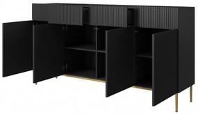 Komoda z szufladami Nicole 200 cm - czarny mat / złote nóżki