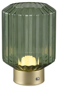 Lampa stołowa LED w zielono-złotym kolorze ze ściemniaczem i szklanym kloszem (wys. 19,5 cm) Lord – Trio