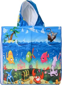Ponczo dziecięce MORSKIE RYBKI niebieskie 60 x 90 cm Rozmiar: 60 x 90 cm
