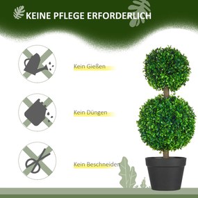 HOMCOM Sztuczna bukszpanowa roślina w zestawie 2 sztuk