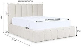 Kremowe łóżko tapicerowane chmurka 5 rozmiarów W6-N35