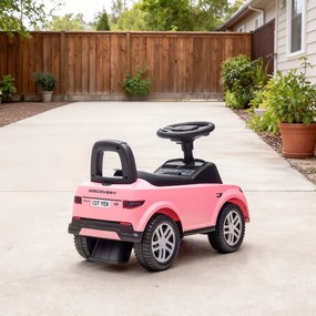 AIYAPLAY LAND ROVER DISCOVERY jeździk, jeździk z klaksonem i odgłosami silnika, schowek pod siedzeniem, 18-36 miesięcy, różowy | Aosom PL
