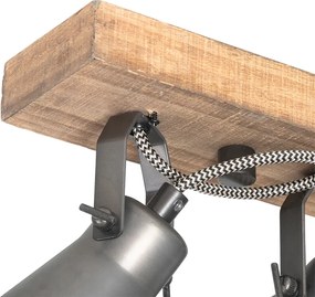 Rustykalny reflektor czarny z drewnem 4-światła regulowany - Jelle