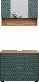 Zestaw mebli łazienkowych zielony/złoty dąb 80x41x58.6 irma