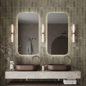 Lustro prostokątne bez ramy oszlifowane obracalne z podświetleniem LED ROUND | Różne rozmiary | Różne kolory szkła : Kolor tafli szkła - Grafit, Rozmiar - 50 x 100 cm