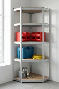 Narożny metalowy regał do piwnicy 5 półek C4-S35