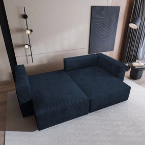 Masseno Narożnik NERIO z funkcją spania i pojemnikiem na pościel Narozniki L, Rozkładana sofa - Niebieski, TILIA 77