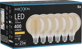 Mexen Vintis 6x żarówka filament LED E27, G95, 4W, Ciepła - 2200K, 400 lm, amber - L157-E27-0422-50x06