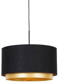 Nowoczesna lampa wisząca czarna ze złotem 47 cm podwójny klosz - Combi Nowoczesny Oswietlenie wewnetrzne