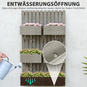 Outsunny Podwyższona grządka drewniana, regulowana z trejażem 60x16x100cm Szary | Aosom PL