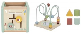 Woopie green drewniana kostka aktywności multifunkcyjna edukacyjna sorter