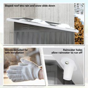 Outsunny Domek Ogrodowy ze Stalową Konstrukcją, z Oknem i Zamkiem, do Ogrodu i Tarasu, 221Dł x 133Szer x 190Wys cm, Szary