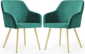 Zestaw 2 zielonych krzeseł na złotej podstawie - Terviso 3X