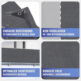 Czarna plastikowa osłona balkonowa 500x85 cm – Maximex