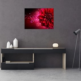 Obraz na szkle - czerwone kwiaty (70x50 cm)