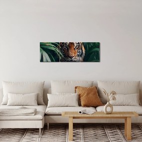 Obraz - Portret tygrysa w dżungli (z zegarem) (90x30 cm)