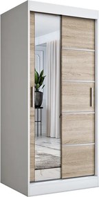 Szafa przesuwna w kolorze biały + dąb sonoma L6-E82