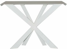 Konsola Exsodus Zeus 110x35x85 cm z białego żelaza, geometryczny perforowany wzór, nowoczesny styl, made in Italy