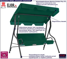 Huśtawka ogrodowa metalowa Elgan - Zielona