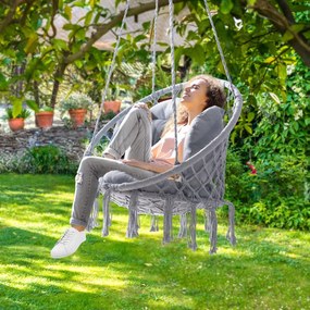 Detex Wiszące krzesło BOHO z poduszkami, Ø61cm, jasnoszara