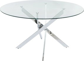 Okrągły stół do jadalni dla 4 osób ze szkła hartowanego i chromowanego metalu - Przezroczysty - COSIMA