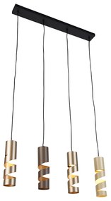 Moderne hanglamp zwart met taupe en beige 4-lichts - Stream Nowoczesny Oswietlenie wewnetrzne