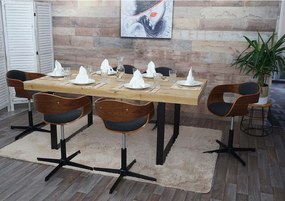 Krzesło do jadalni MCW-H46 (zestaw 6 szt.),  wygląd orzechowy, tkanina ciemnoszara