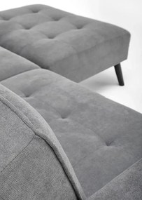 Popielata sofa rozkładana z podnóżkiem - Leris