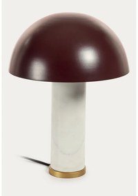 Biała/ciemnobrązowa marmurowa lampa stołowa z metalowym kloszem (wysokość 43 cm) Zorione – Kave Home