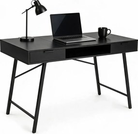 Czarne industrialne biurko z szufladami 120 cm H6-D30