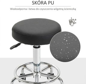 Vinsetto Taboret salonowy, regulowany, sztuczna skóra, do 110 kg, Ø42x50-64H cm, Czarny