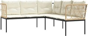 Narożna sofa ogrodowa z białymi poduszkami M4-W59