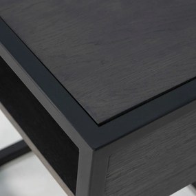 Czarno-szara szafka nocna z blatem z drewna dębowego z półką Diva – Spinder Design