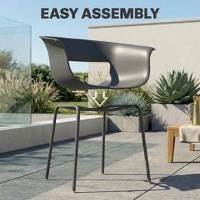 Outsunny Krzesła Ogrodowe 4 szt. ergonomiczne Krzesła Balkonowe z Wyciętym Designem Podłokietniki Odporne na Warunki Atmosferyczne Ciemnoszare | Aosom PL