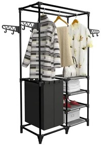 Wolnostojący wieszak na ubrania z półkami i koszami M9-H11