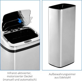 Kosz na śmieci stalowy automatyczny 50l homcom