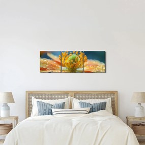 Obraz - Szczegół kwiatu (z zegarem) (90x30 cm)