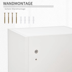 Szafka ścienna Kleankin z regulowanymi półkami, biała płyta wiórowa E1, zamykana na klucz, 30x20x70 cm | Aosom PL